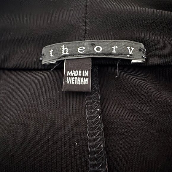 THEORY Black Draped Cowl Top Stretch Knit Long Sleeve Size L - Picture 8 of 8